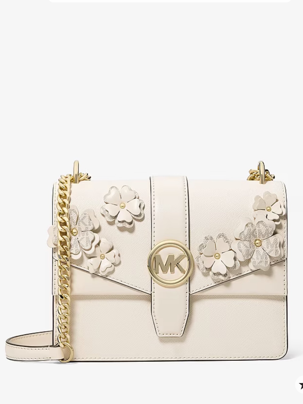 Michael Kors Greenwich Sm Embellished Signature Logo Trim Crossbody Lt Cream Nwt